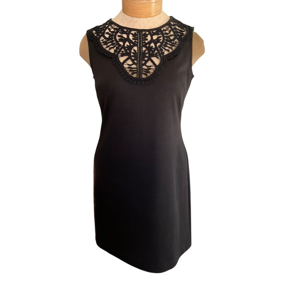 Calvin Klein Dresses & Skirts - Calvin Klein Black Sheath Dress Lace Neck Detail Size 12P Petite Formal
